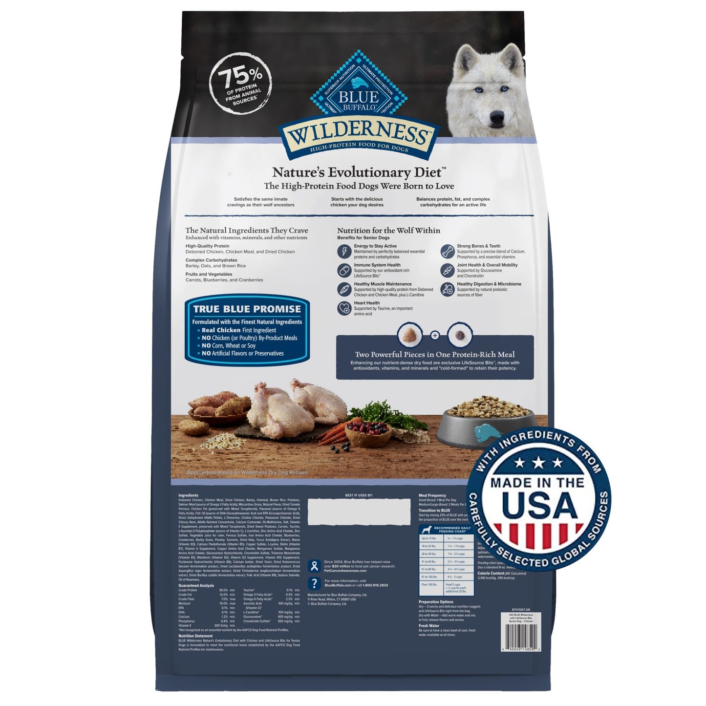 Wilderness Senior High Protein Dry Dog Food With Real Chicken Plus Wholesome Grains
