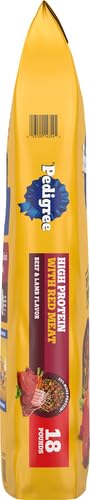 Pedigree High Protein Adult Dry Dog Food, Beef and Lamb Flavor, 18 lb. Bag