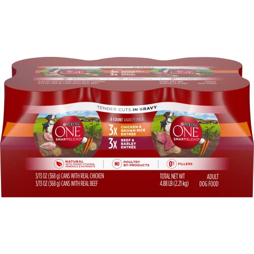 Beef and Barley Entrees Wet Dog Food Variety Pack - (2 Packs of 6) 13 oz