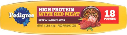 Pedigree High Protein Adult Dry Dog Food, Beef and Lamb Flavor, 18 lb. Bag