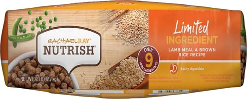 Rachael Ray Nutrish Limited Ingredient Dog Food, Lamb Meal & Brown Rice Recipe, 28 lb. Bag