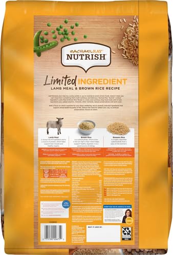 Rachael Ray Nutrish Limited Ingredient Dog Food, Lamb Meal & Brown Rice Recipe, 28 lb. Bag