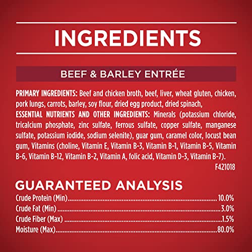 Beef and Barley Entrees Wet Dog Food Variety Pack - (2 Packs of 6) 13 oz