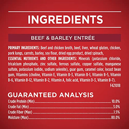 Beef and Barley Entrees Wet Dog Food Variety Pack - (2 Packs of 6) 13 oz