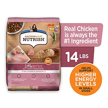 Rachael Ray Nutrish Little Bites Dry Dog Food, Chicken & Veggies Recipe for Small Breeds, 14 Pound Bag