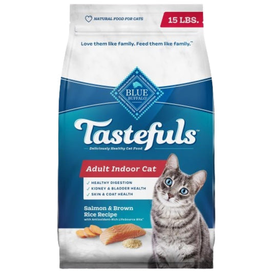 Natural Dry Food for Adult Indoor Cats, Salmon & Brown Rice Recipe, 15-lb. Bag