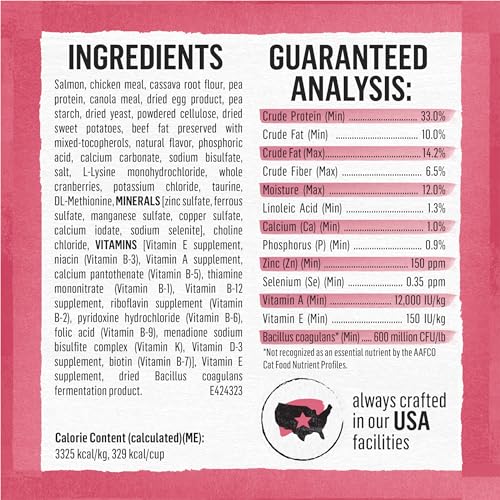 Natural Grain Free Dry Cat Food Simply Indoor Salmon, Egg and Sweet Potato Recipe - 3 lb. Bag