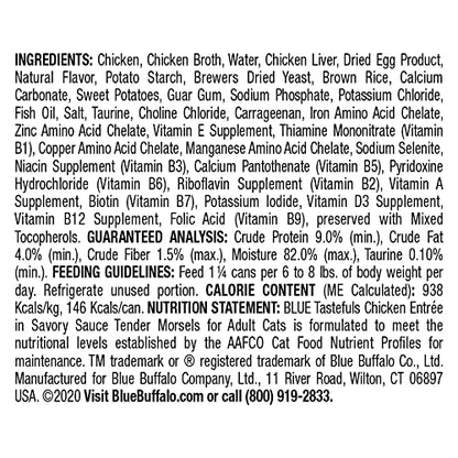 Blue Buffalo Tastefuls Natural Tender Morsels Wet Cat Food, Chicken Entrée 5.5-oz cans (Pack of 24)