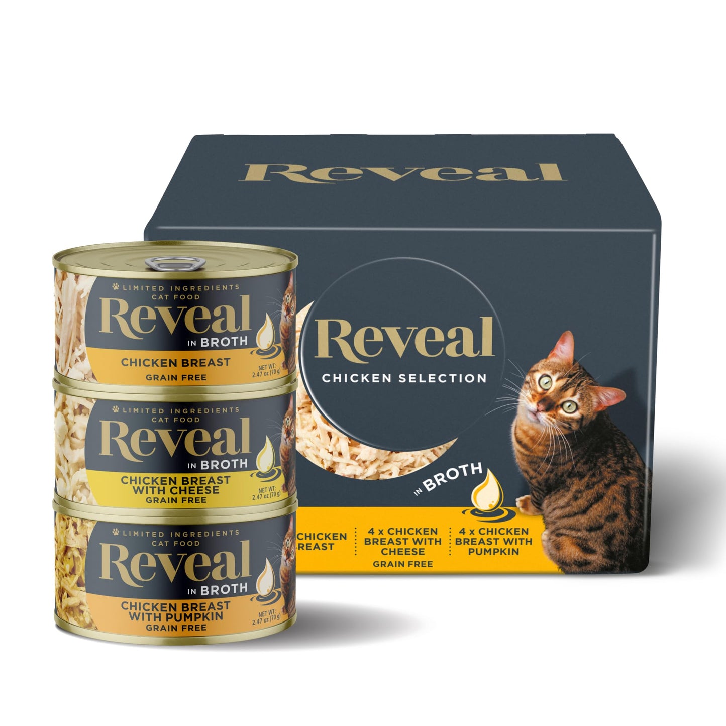Reveal Natural Wet Cat Food, 12 Count Limited Ingredient Canned Food for Cats in Broth, 2.47 Cans
