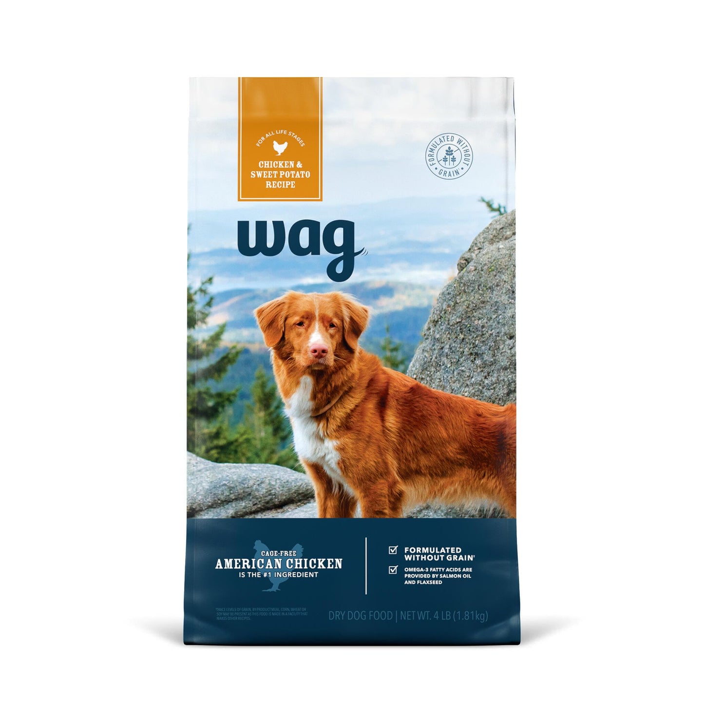 Amazon Brand - Wag Dry Dog Food Chicken & Sweet Potato, Grain Free 4 lb Bag