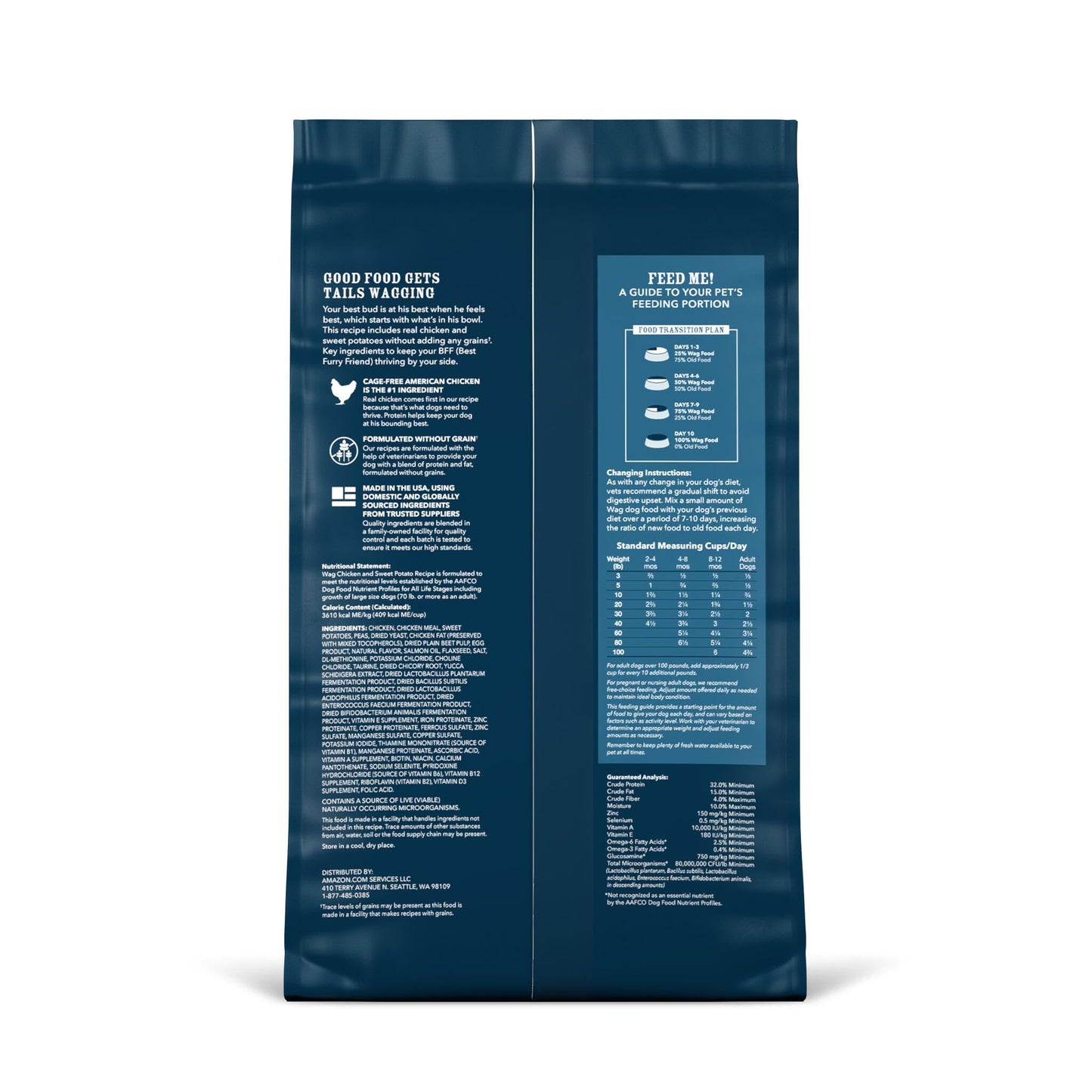 Amazon Brand - Wag Dry Dog Food Chicken & Sweet Potato, Grain Free 4 lb Bag
