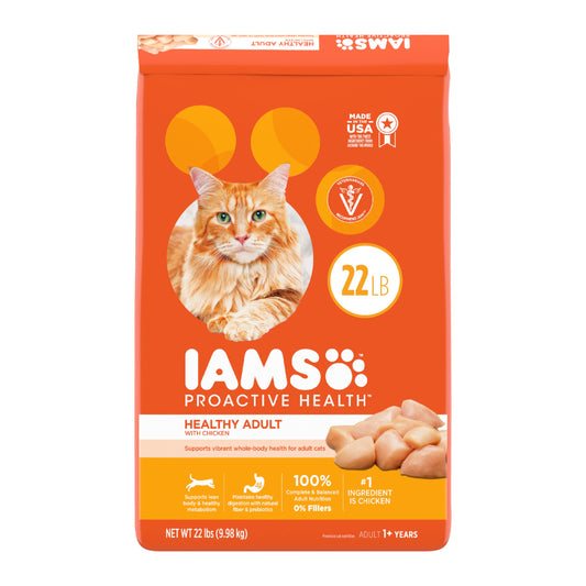 Adult Healthy Dry Cat Food with Chicken Cat Kibble, 22 lb. Bag