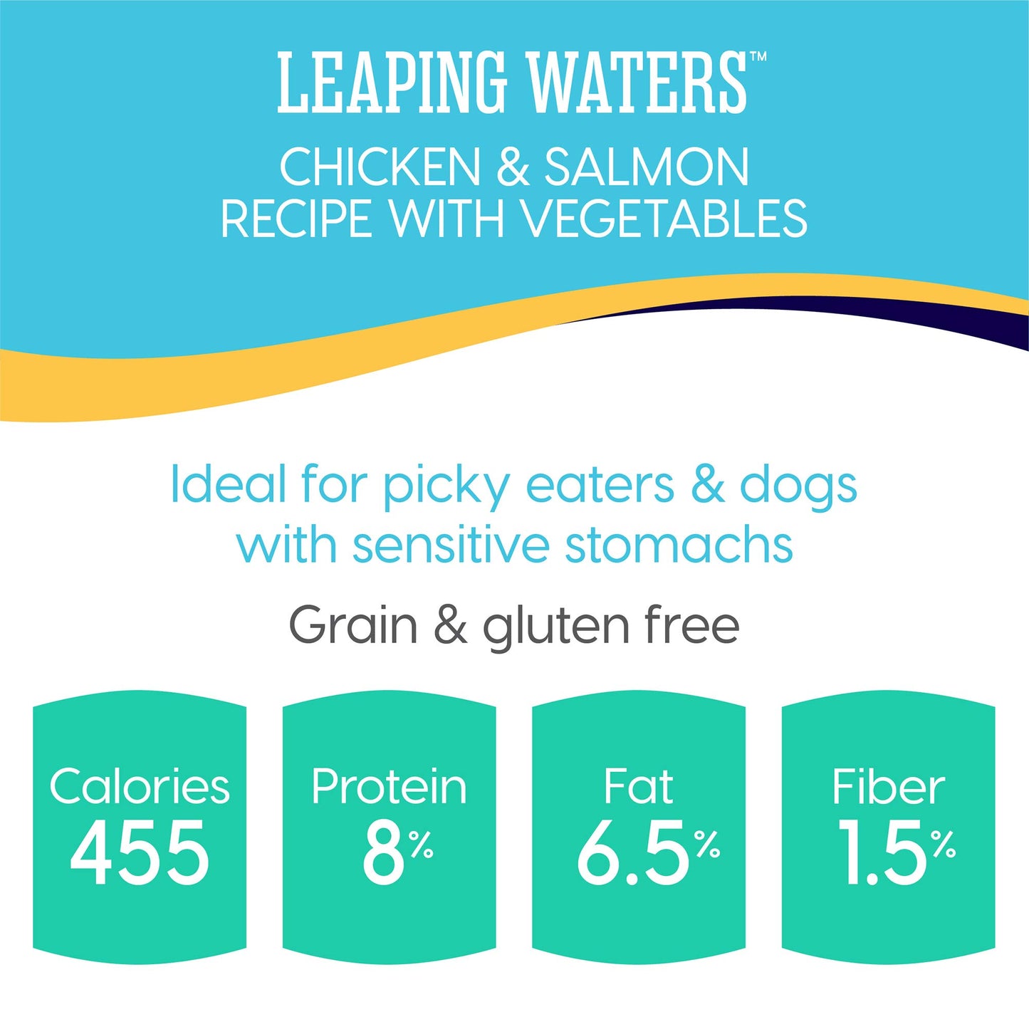 Wet Dog Food for Adult & Senior Dogs - Made with Real Chicken & Salmon - Leaping Waters Grain Free Canned Dog Food for Healthy Digestion