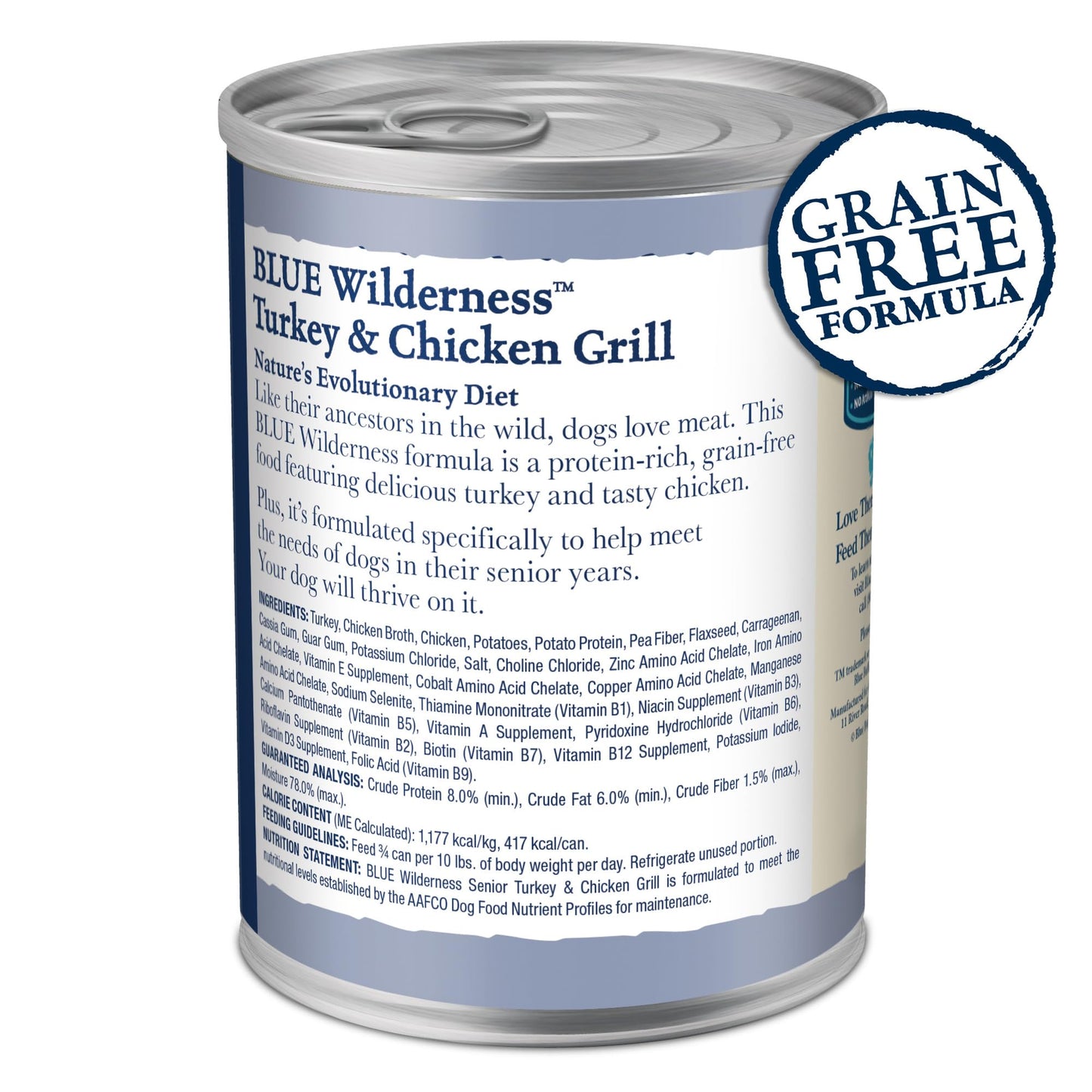 Wilderness Natural High Protein Wet Food for Senior Dogs, Turkey & Chicken, 12.5-oz Cans, 12-Count