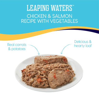 Wet Dog Food for Adult & Senior Dogs - Made with Real Chicken & Salmon - Leaping Waters Grain Free Canned Dog Food for Healthy Digestion