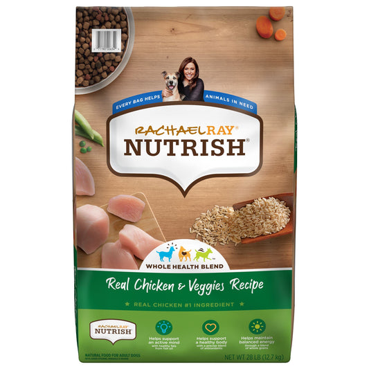 Rachael Ray Nutrish Premium Natural Dry Dog Food, Real Chicken & Veggies Recipe, 28 Pound Bag