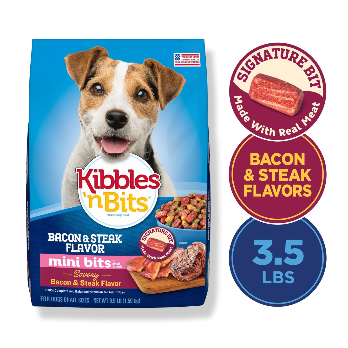Mini Bits Small Breed Savory Bacon & Steak Flavor Dry Dog Food, 3.5 lb. Bag