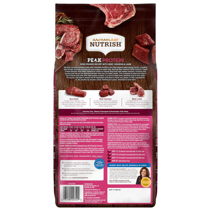 Rachael Ray Nutrish PEAK Natural Dry Dog Food with Added Vitamins, Minerals & Taurine, Open Prairie Recipe with Beef, Venison & Lamb, 4 Pounds, Grain Free (Packaging May Vary)
