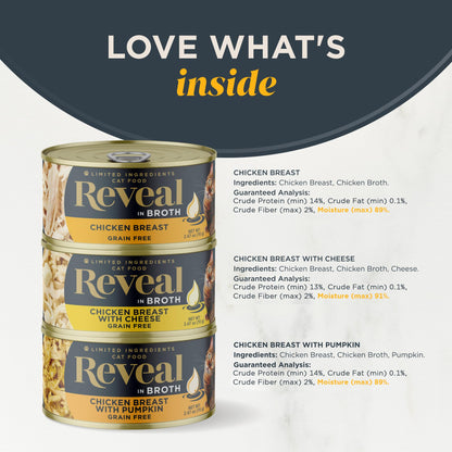 Reveal Natural Wet Cat Food, 12 Count Limited Ingredient Canned Food for Cats in Broth, 2.47 Cans