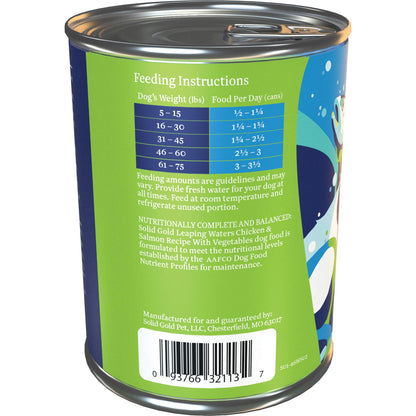 Wet Dog Food for Adult & Senior Dogs - Made with Real Chicken & Salmon - Leaping Waters Grain Free Canned Dog Food for Healthy Digestion