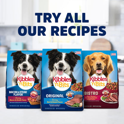 Kibbles  Bacon & Steak Flavor Dry Dog Food, 16 lb Bag