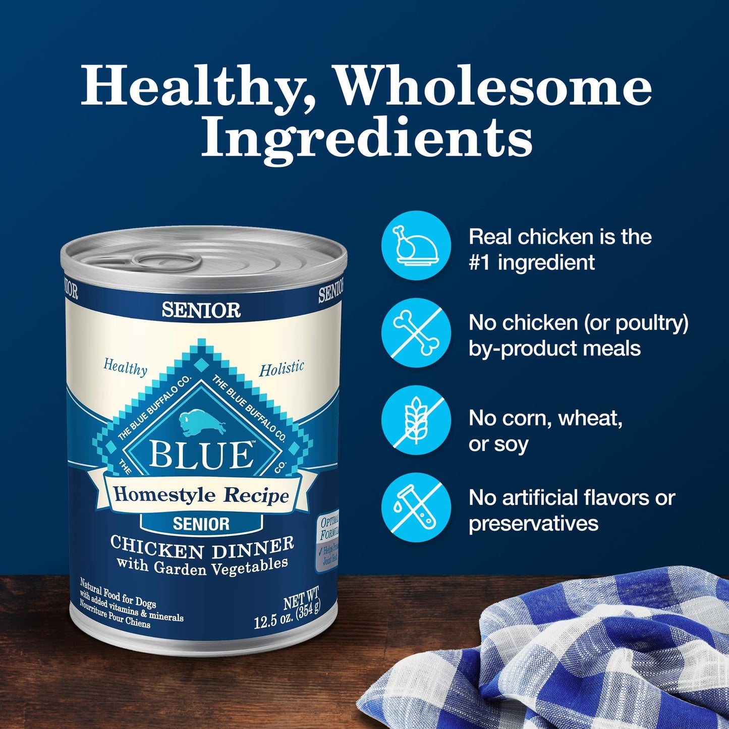 Blue Buffalo Homestyle Recipe Senior Wet Dog Food, Made with Natural Ingredients 12.5-oz. Cans (12 Count)
