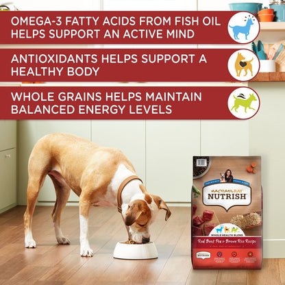 Nutrish Premium Natural Dry Dog Food with Added Vitamins, Minerals & Taurine, Real Beef, Pea, & Brown Rice Recipe, 28 Pounds (Packaging May Vary)