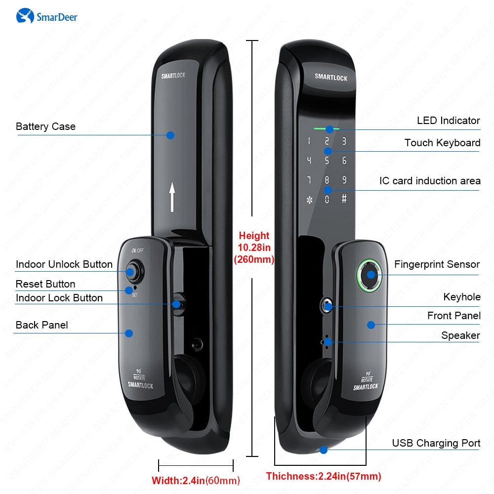 SmarDeer Smart Lock with wifi fingerprint lock